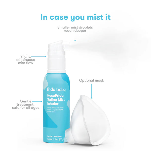 Frida Baby NoseFrida Saline Mist Nasal Inhaler, Decongestant Spray for Congestion & Allergy Relief for Babies + Kids