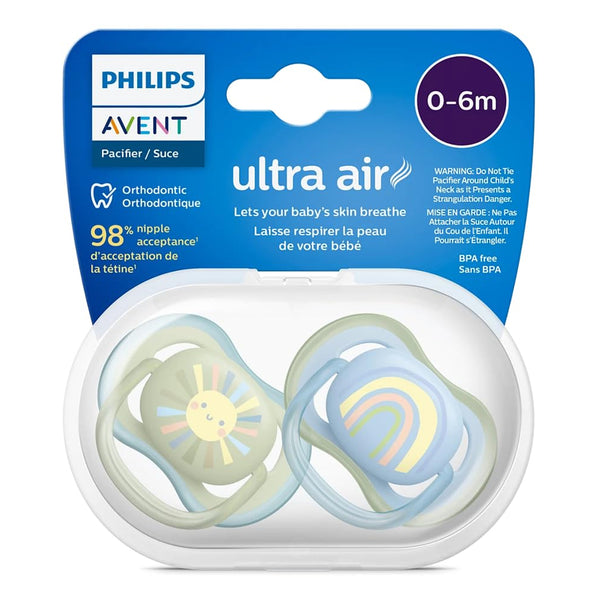 Philips Avent Ultra Air Soother 0-6 Months (Pack of 2) - Green Blue