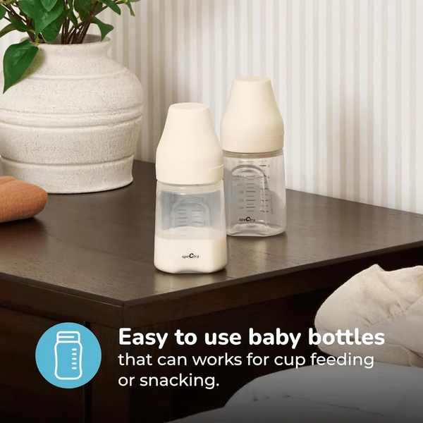 Spectra breast milk bottles with measurement markings
