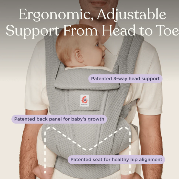 Ergobaby Omni Deluxe Baby Carrier - Lightweight Newborn to Toddler Carrier with Breathable Soft Mesh, Enhanced Lumbar Support, Adjustable Waistbelt & Cross Straps, Privacy Hood, 4 Carry Positions, 6 Storage Pockets, 3-20Kgs, Birth - 4 Years, Serene Blue - Dezine Kids