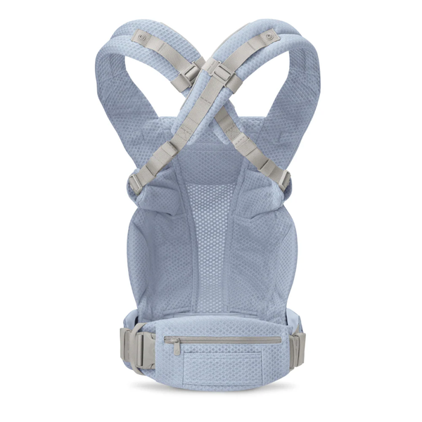 Ergobaby Omni Deluxe Baby Carrier - Lightweight Newborn to Toddler Carrier with Breathable Soft Mesh, Enhanced Lumbar Support, Adjustable Waistbelt & Cross Straps, Privacy Hood, 4 Carry Positions, 6 Storage Pockets, 3-20Kgs, Birth - 4 Years, Serene Blue - Dezine Kids