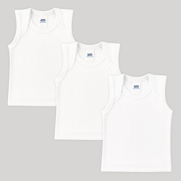 Baby Envelope Neck Sleeveless Vest – Pack of 3 (Soft & Breathable Cotton)
