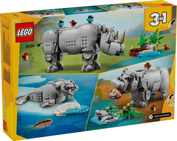 Lego Creator Wild Animals Majestic Rhino with Birds - Dezine Kids