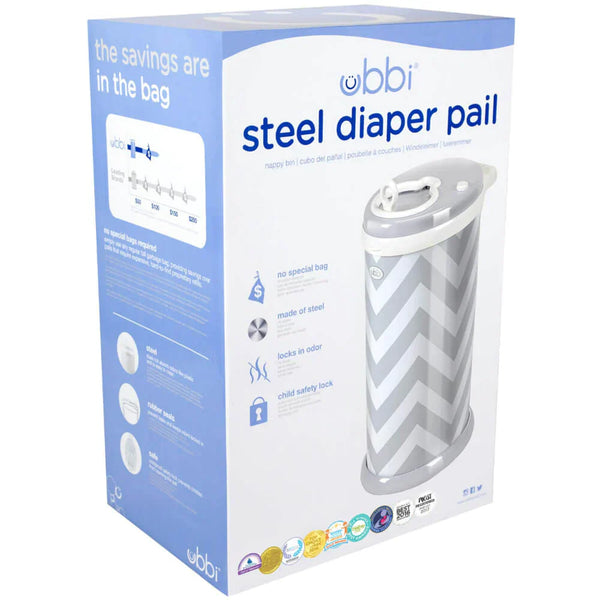 Ubbi Diaper Pail - Grey/Chevron
