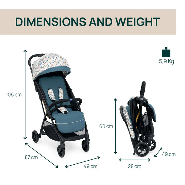 Chicco Glee Joyful Stroller - Teal - Dezine Kids