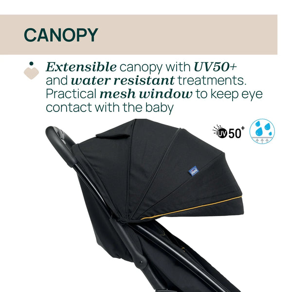 Chicco Glee Compact & Travel Stroller - Uneven Black - Dezine Kids