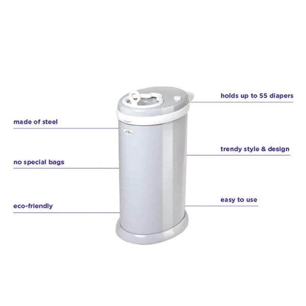 Ubbi Steel Odor Locking Diaper Pail - White - Dezine Kids