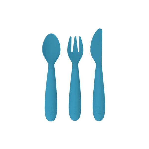 Happy Utensils for Toddlers(Spoon, Fork & Knife) - Blue - Dezine Kids