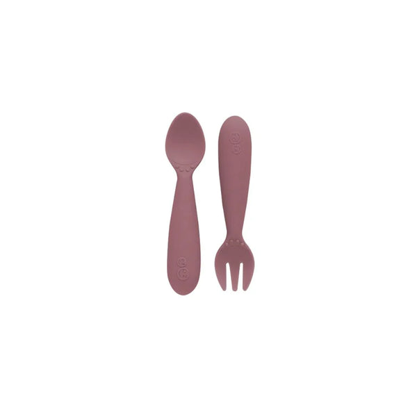 EzPz Mini Utensils for Toddlers (Spoon & Fork) - Mauve