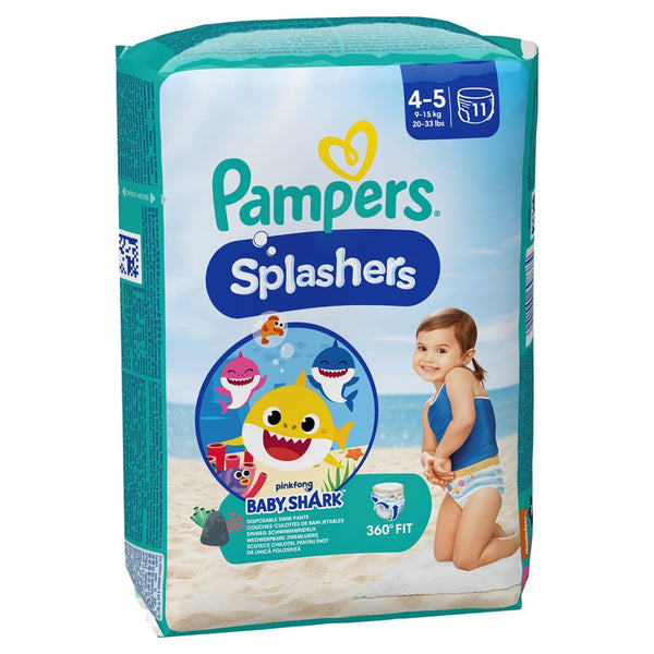Pampers Splashers Baby Shark Edition Size 4, 88 Count, 9kg to 15kg, Disposable Swim Nappy Pants, for Secure Protection in The Water - Dezine Kids