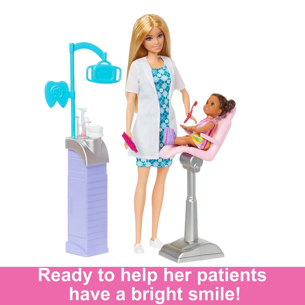 Barbie Careers Blonde Hair Dentist Doll and Playset with Accessories Medical Doctor Set for Kids Ages 3+ - Dezine Kids