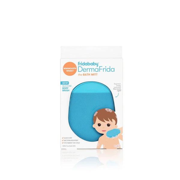 Frida Baby DermaFrida the Bath Mitt, Toddler Silicone Quick-Dry Body Bath Brush - Blue