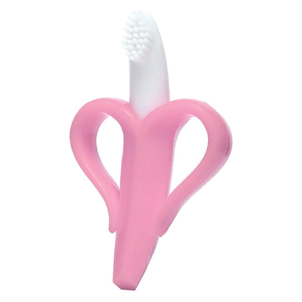 "Soft silicone banana teether – safe and soothing toy for babies"