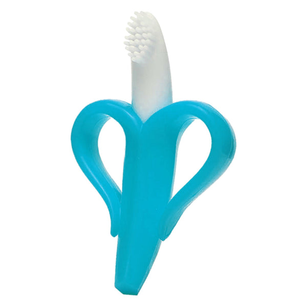 "Banana-shaped silicone baby teether – easy grip teething toy for infants"