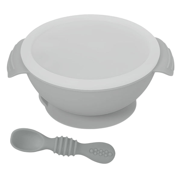 Mess-free baby feeding set with suction base