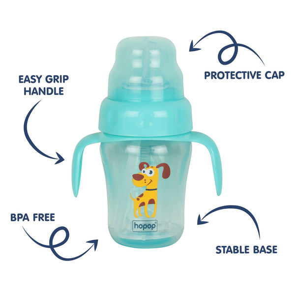 Hopop Spill-Proof Sipper Cup with Spout & Straw – 210 ml - Dezine Kids