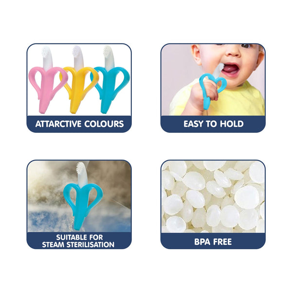 Hopop Easy Grip Banana-Shaped Silicone Baby Teether - Dezine Kids