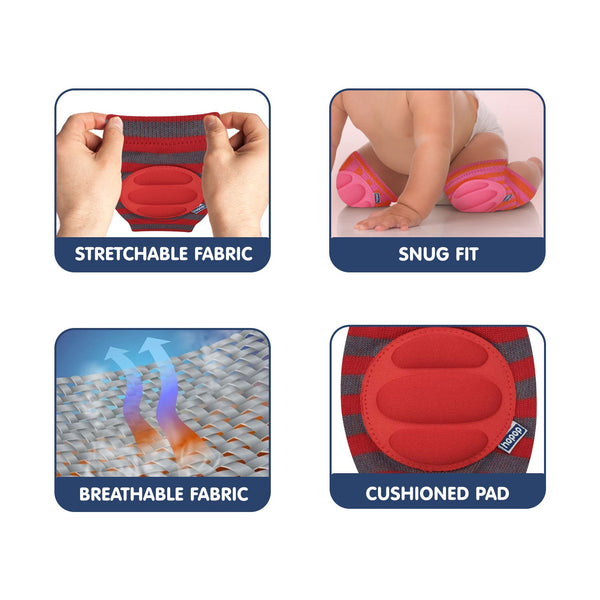Hopop Elbow & Knee Pads for Crawling Babies – Soft, Stretchable & Anti-Slip - Dezine Kids