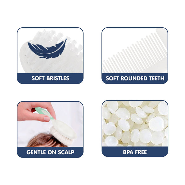 Hopop Baby Soft Bristle Hair Brush & Rounded Teeth Comb Set - Dezine Kids