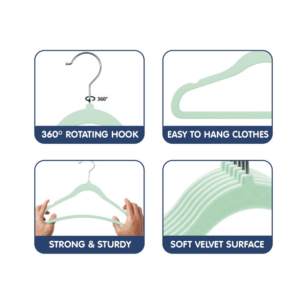 Hopop Non-Slip Velvet Baby Clothes Hangers – Pack of 6 - Dezine Kids