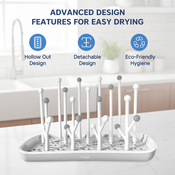Hopop Portable Baby Bottle Drying Rack, Compact & Travel Friendly - Dezine Kids