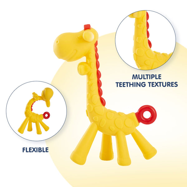 Hopop Silicone Giraffe Teether for Baby – Safe & Soothing Teething Toy - Dezine Kids