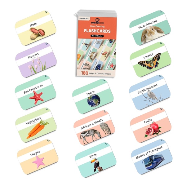 Curious Cub 13 in 1 Brain Boosting Flash Cards for Babies & Infants - Dezine Kids