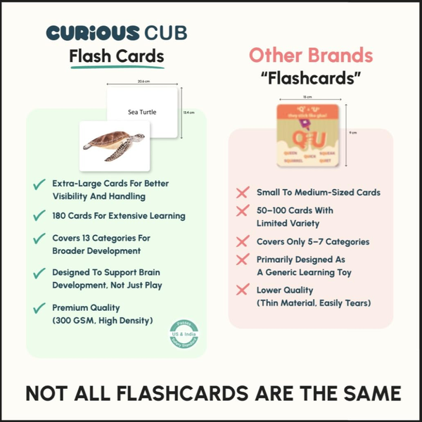 Curious Cub 13 in 1 Brain Boosting Flash Cards for Babies & Infants - Dezine Kids