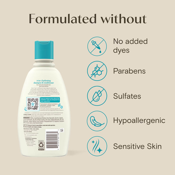 Aveeno Kids 2 in 1 Shampoo & Conditioner, Hypoallergenic - 354ml