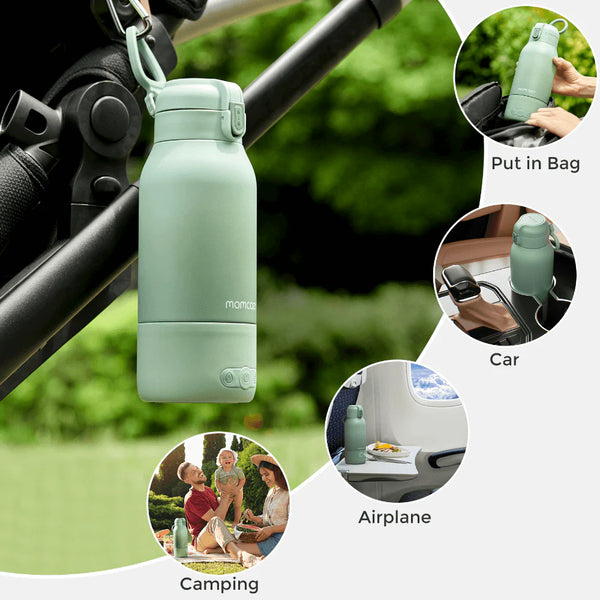 Momcozy Superfast Portable Breast Milk & Water Warmer, Fast Heating, Rechargeable & Travel Friendly - Green