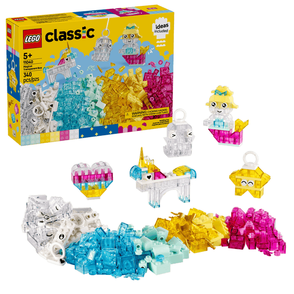 Lego Classic Magical Transparent Box, Colorful Building Bricks Toy 340 Pieces - Dezine Kids