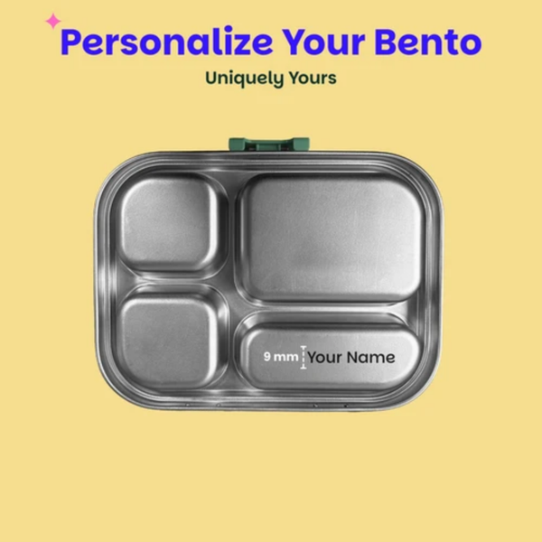 Basil 4 Compartment Stainless steel Lunchbox with Plastic lid - Emerald Moss