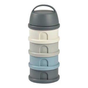 Beaba Stacked Formula Container, Airtight Multifunctional Storage Container, 4 Interchangeable Compartments, Microwave Safe - Blue/Mineral Grey