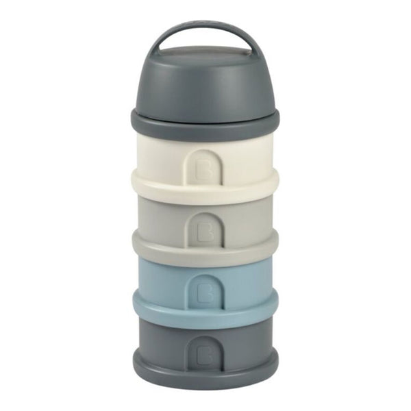 Beaba Stacked Formula Container, Airtight Multifunctional Storage Container, 4 Interchangeable Compartments, Microwave Safe - Blue/Mineral Grey - Dezine Kids