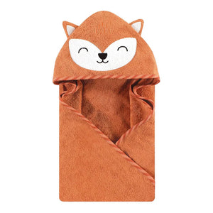 Hudson Baby Animal Face Cotton Hooded Towel, Size 30in x 30in - Orange Fox