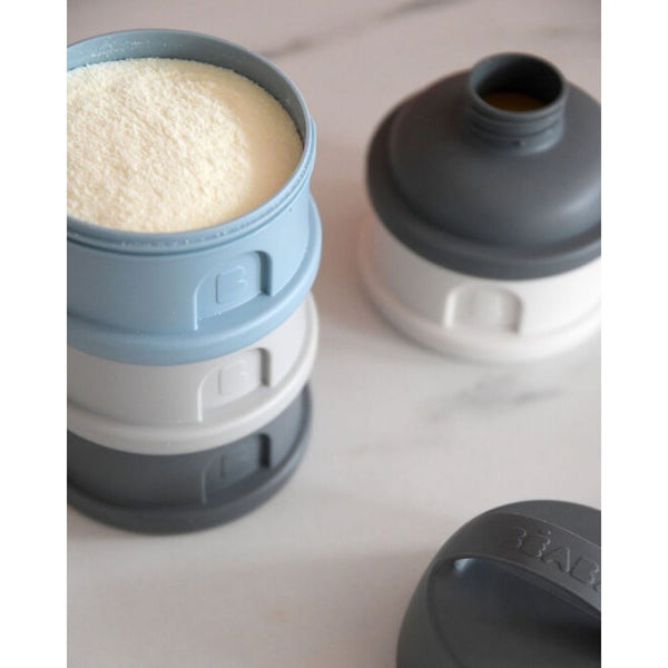 Beaba Stacked Formula Container, Airtight Multifunctional Storage Container, 4 Interchangeable Compartments, Microwave Safe - Blue/Mineral Grey - Dezine Kids