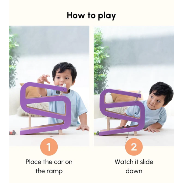 Curious Cub Wooden Car Tracker Ramp Racer Toy - Dezine Kids