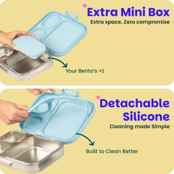 Basil 3+1 Compartment Stainless steel Lunchbox with Mini Box - Sakura Bloom