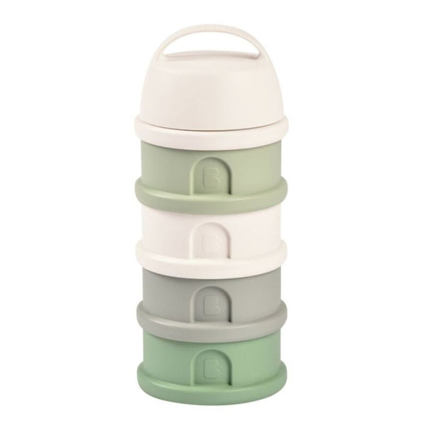 Beaba Stacked Formula Container, Airtight Multifunctional Storage Container, 4 Interchangeable Compartments, Microwave Safe - Cotton/Sage Green - Dezine Kids