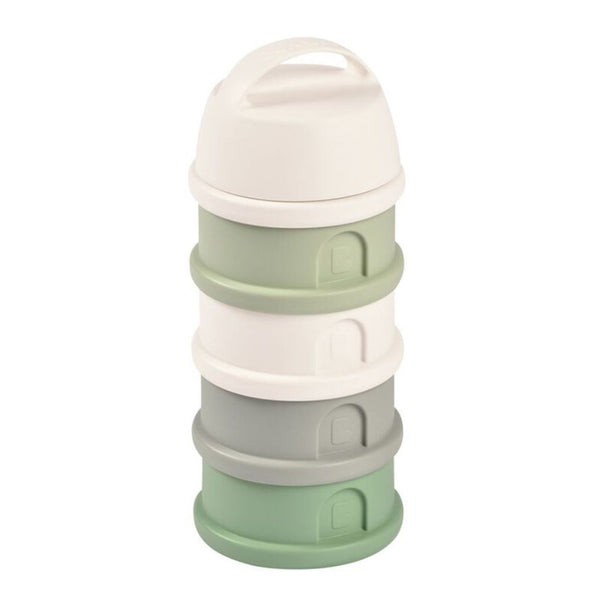 Beaba Stacked Formula Container, Airtight Multifunctional Storage Container, 4 Interchangeable Compartments, Microwave Safe - Cotton/Sage Green - Dezine Kids