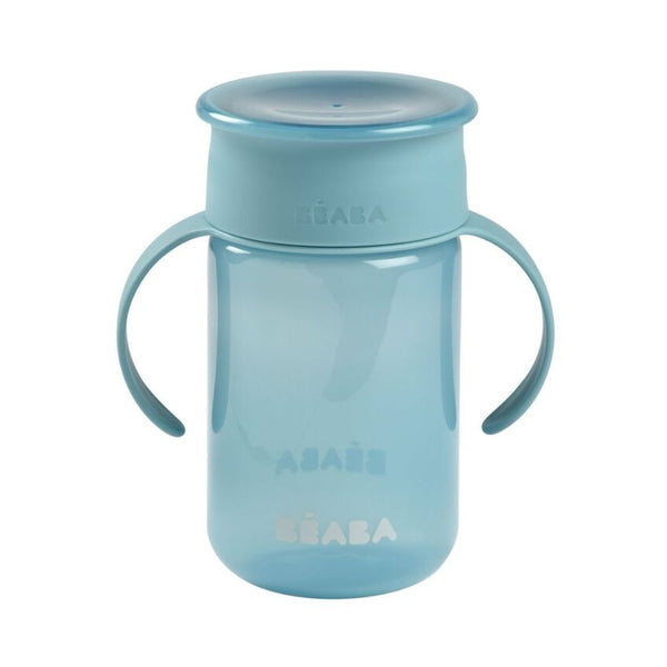 Beaba 360° Baby Learning Cup with Anti Drip Disc, Dual handle & Spillproof Sippy Cup for Toddlers, 340ml - Blue - Dezine Kids