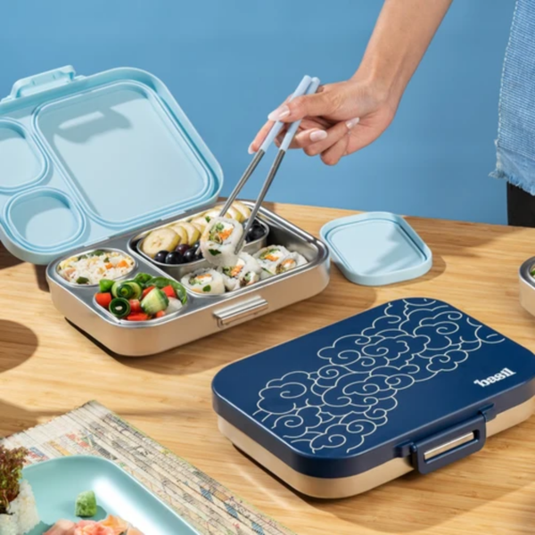 Basil 3+1 Compartment Stainless steel Lunchbox with Mini Box - Midnight Sora