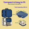 Basil 3+1 Compartment Stainless steel Lunchbox with Mini Box - Midnight Sora