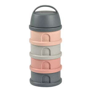 Beaba Stacked Formula Container, Airtight Multifunctional Storage Container, 4 Interchangeable Compartments, Microwave Safe - Pink/Mineral Grey