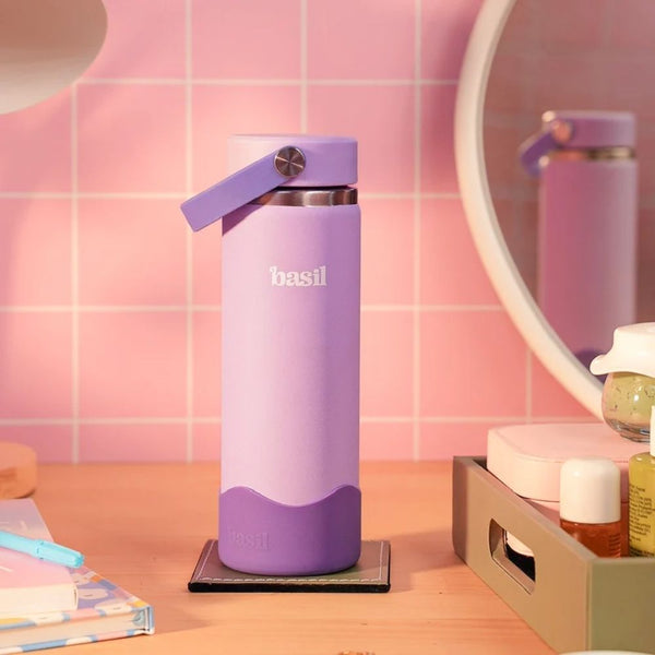 Basil Insulated Stainless steel bottle with Carry Handle - Classic Lilac