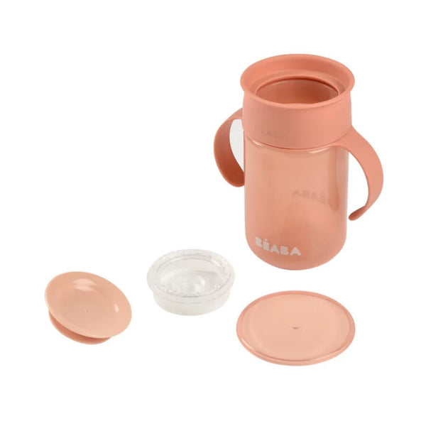 Beaba 360° Baby Learning Cup with Anti Drip Disc, Dual handle & Spillproof Sippy Cup for Toddlers, 340ml - Pink - Dezine Kids