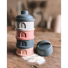 Beaba Stacked Formula Container, Airtight Multifunctional Storage Container, 4 Interchangeable Compartments, Microwave Safe - Pink/Mineral Grey - Dezine Kids
