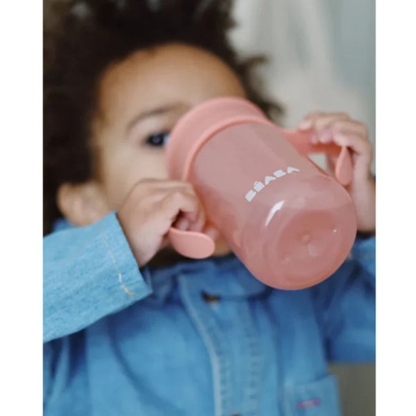 Beaba 360° Baby Learning Cup with Anti Drip Disc, Dual handle & Spillproof Sippy Cup for Toddlers, 340ml - Pink - Dezine Kids