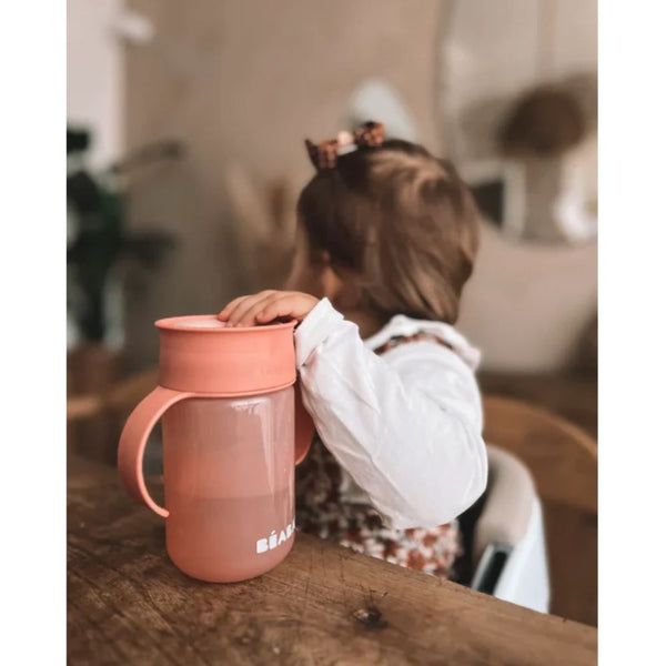 Beaba 360° Baby Learning Cup with Anti Drip Disc, Dual handle & Spillproof Sippy Cup for Toddlers, 340ml - Pink - Dezine Kids