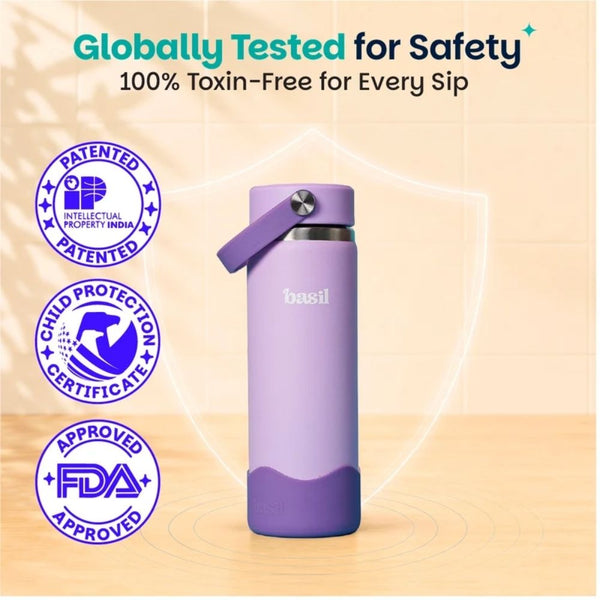 Basil Insulated Stainless steel bottle with Carry Handle - Classic Lilac